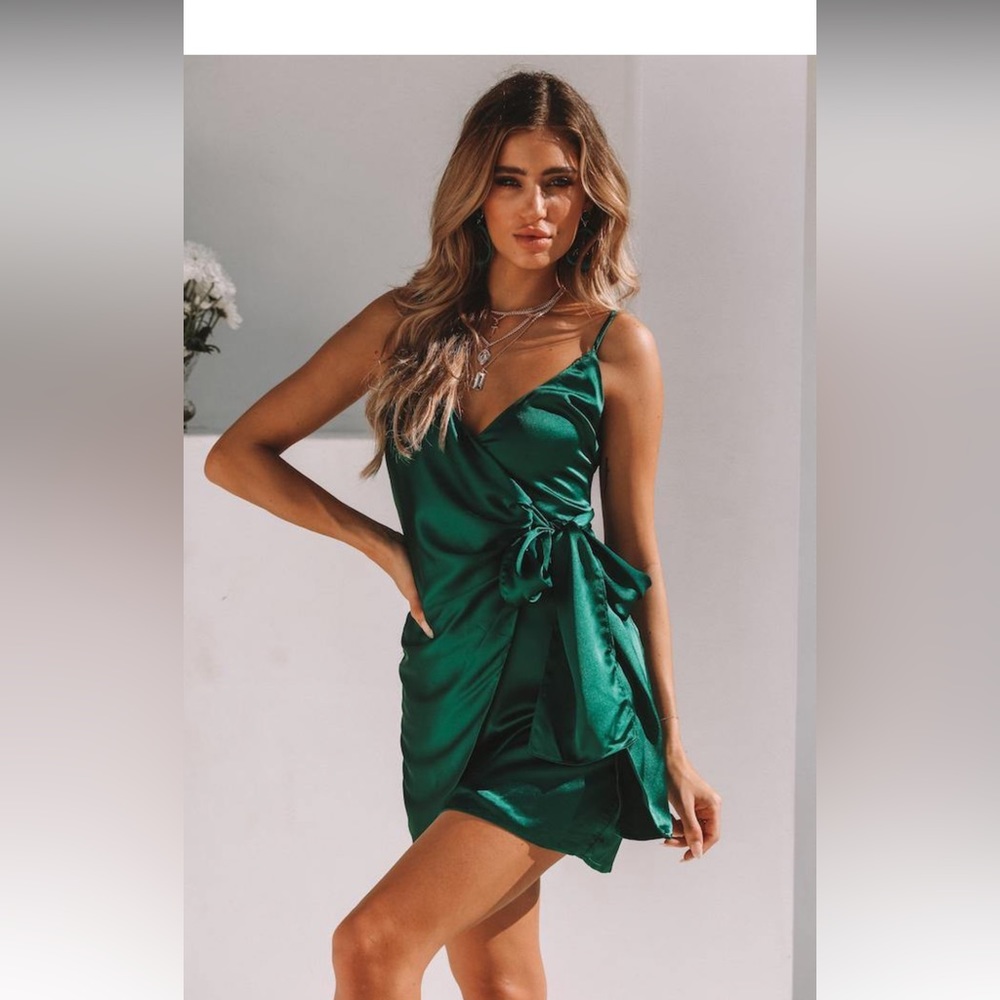 Forest green tie dress